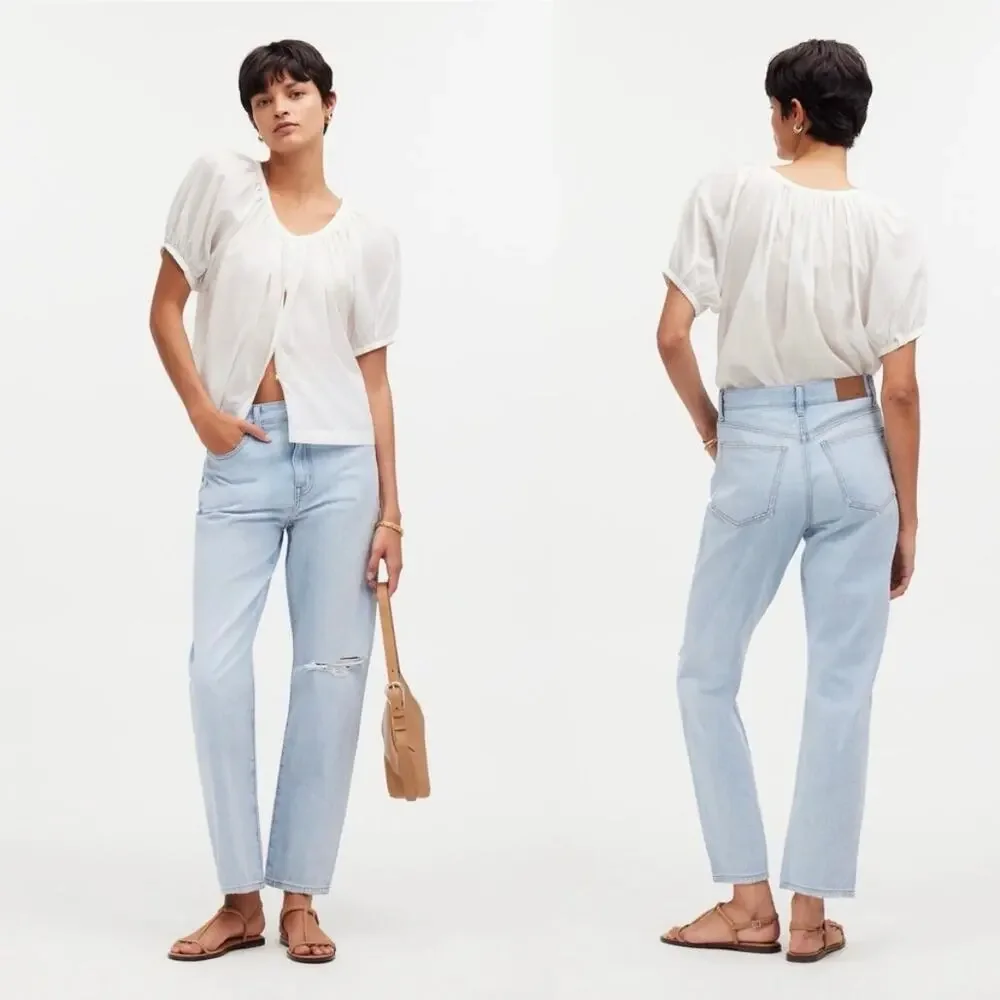Madewell 90s Straight Crop Ripped Knee Jeans Womens 25 Fitzgerald